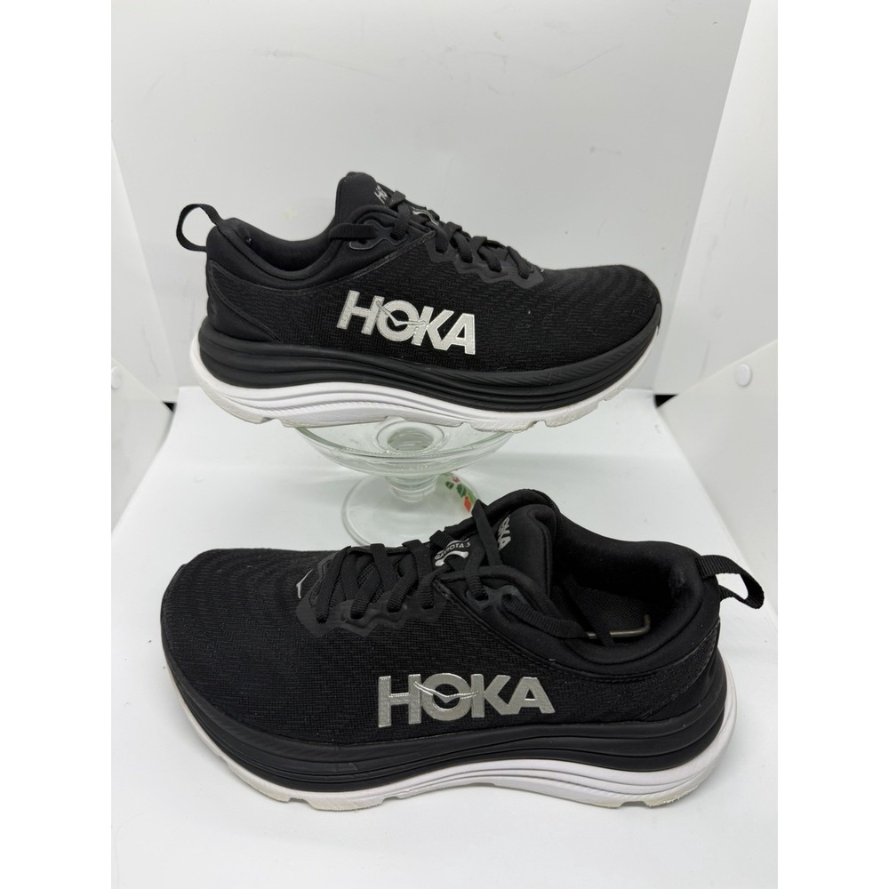Hoka One One Gaviota 5 Womens US Size 6.5D WIDE 1134270-BWHT Black White Sneaker